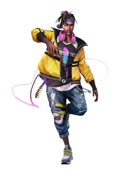 Elite Free Fire warrior skin with glowing armor effect